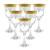Lorren Home Trends Red Wine Set of 6 Stencil Pattern and Gold Band, One Size, Clear