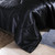 Holawakaka Solid Satin Silk Like Quilt Set Luxury Ultra Soft Silky Comforter Pillowcase King Size Bedding Set (Black)