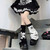 American Trends Black Leg Warmers Y2k Kawaii Harajuku Gyaru Goth Accessories for Women Girls Gothic Clothes for Women Skull Star