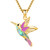 Eusense Hummingbird Necklace Gold-Plated Hummingbird Jewelry for Women Men Abalone Shell Yellow Gold-Plated Hummingbird Gifts Bird Pendant for Mom