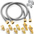 Saillong 2 Pack 48 Inches Gas Hose Connector Universal Gas Appliance Hook Up Kit, with 1/2" On/Off Valve and 4 Couplings for Propane Stove Wall Mounted Heater, Flexible Connector for Propane Heater