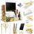 YOLOZAI Office Desk Organizers, Gold 13PCS Office Supplies and Accessories Desk organizer, Acrylic Stapler, Staple Remover, Clips, Scissor, Phone Holder, Pen, Pen Holder