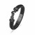 XSMZB Motorcycle Cremation Bracelet for Ashes Stainless Steel Urn Ashes Holder Memorial Jewelry Braided Leather Wristband Cuff Bangle Keepsake for Men (Black-20cm)