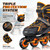 2PM SPORTS Torinx Green Boys Adjustable Inline Skates, Fun Beginner Roller Skates for Kids, Youth, Girls, Men and Women (Orange, Medium - Big Kid (1-4 US))