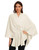 LuckyBelle Womens Shawl Wraps Knitted Poncho Sweater Cross Front Cape Elegant Soft Warm for Fall Winter Spring,White