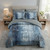 WeCozy 7 Pcs King Size Comforter Set with 2 Pillowcases & 2 Shams, Navy Indigo Blue Bedding for Kids and Adults, Contemporary Abstract Gray Bed in a Bag with Flat Fitted Sheet