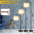 LALISU Modern Floor Lamp, 3-Ways Dimmable Standing Lamp with Linen Shade, Adjustable Height, Foot-Step Switch, Reading Lamp for Living Room, Bedroom, Office, 9W Bulb Included (Black)