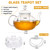 GURUDAR Glass Teapot Set, 34OZ/1000ML Glass Tea Kettle with Loose Tea Infuser & Warmer, 5OZ/150ML Double-Wall Tea Cup Set of 4, Stovetop & Microwave Safe Tea Maker, Blooming Tea Gift Set For Women