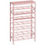 UNITSTAGE 8-Tier Tall Shoe Rack Organizer Shoe Storage for Entryway 24-32 Pairs Metal Shoe Rack for Closet Heavy-Duty Shoe Rack with Wooden Top Shelf for Garage Pink
