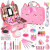 Washable Makeup Toy, 1 Set Girls' Makeup Kit for Children, Simulated Makeup Toy with Storage Bag, Pretend Play Birthday Gift, Kids Vanity Set