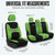 Automotive Seat Covers Green Universal Fit Combo Set with Steering Wheel Cover and Seat Belt Pad fits most Cars, SUVs, and Trucks (Airbag Compatible and Split Bench) FH Group FB030GREEN-COMBO