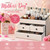 KINGFOM Leather Makeup Organizer with 3 Drawers, 2 Tier Cosmetic Storage Organizer for vanity Dresser Countertop and Bathroom Vanity, Beauty Holder for Lipstick Brush Skincare (Beige)