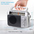 Retekess TR604 AM FM Radio Portable Transistor Analog Radio with 3.5mm Earphone Jack Battery Operated Boombox by 3 D Cell Batteries or AC Power (Silver, AM FM)