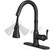 HOIGY Oil Rubbed Bronze Bar Sink Faucet Single Hole or 3 Hole, 3 Modes Wet Bar Faucet with Pull Down Sprayer, Single Handle Swivel Bar Faucets for Sink with Deck Plate
