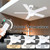 POCHFAN 42 inch White Ceiling Fans with Lights and Remote, LED Dimmable 3 CCT Temperatures 6-Speed, Noiseless Modern Ceiling Fan for Bedroom, Living Room, Dining Room, ETL Listed