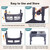 UPSKY 3-in-1 Elevated Dog Bowls Slow Feeder, Adjustable Stand, Stainless Steel Food & No Spill Pet Water Bowl for Small Medium Dogs, Blue