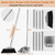 VOOWO Broom with Dustpan Combo Set, 46" Stainless Steel Broom and Dustpan Set for Home, Heavy Duty Dust Pan with Long Handle, Broom for Sweeping Indoor and Outdoor, Kitchen Broom and Dust Pan (Black)