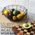 WILDMOS Fruit Basket,black Wire Basket with Acacia Wood Base,large Fruit Bowl for Countertop,black Baskets for Fruits, Breads, Vegetables Storage. (10-inch)