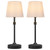 ONEWISH Cordless Table Lamps Set of 2 - Battery Powered Lamp, 4000mAh Rechargeable, Stepless Dimmable, Wireless Lamp with Fabric Shade, Warm Ambient Light for Bedside, Dining, Patio, Bathroom(Black)