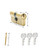 Brass Lock Cylinder with 3 Keys 63mm Double Open Cylinder Lock Storm Door Locks with 3 Brass Keys for Storage Unit Security Door (Brushed Brass, 63MM)
