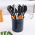 KOOV Kitchen Utensil Holder, Large Ceramic Utensil Crock, Deep and Stable, Utensils Caddy Texture Series (Dark Blue)