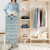 SMRITI Hanging Jewelry Organizer with Dual Zippered Pockets Canvas Double Sided Rotating Hanger Necklace Hanging Wall Organizer Earring Dustproof Holder Wall Mount Accessories Display Bag(Light Blue)