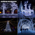 ZELUXDOT Solar String Lights for Outside,100FT 300 LEDs Solar Fairy Lights,Waterproof 8 Modes Button Outdoor String Light for Patio Garden Backyard Tree Wedding Christmas,Silver Wire,Cool White
