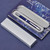 Jinhao 10 Press Fountain Pen with Box, Dark Blue Retractable Extra Fine Nib with Ink Converter Set (Silver Clip)