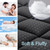 HYLEORY Twin XL Mattress Pad Quilted Fitted Mattress Protector Cooling Pillow Top Mattress Cover Breathable Fluffy Soft Mattress Topper with 8-21" Deep Pocket, Black