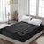 HYLEORY Twin XL Mattress Pad Quilted Fitted Mattress Protector Cooling Pillow Top Mattress Cover Breathable Fluffy Soft Mattress Topper with 8-21" Deep Pocket, Black