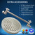 Nuodan High Pressure Rain Shower Head with 11'' Extension Arm - High Flow Rainfall Showerhead - Luxury Modern Look - Pressure Boosting (Round, Brushed Nickel)
