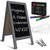 A Frame Chalkboard with Chalk Markers by HBCY Creations: 40x20 Solid Wood A-Frame Sign Gray Double-Sided Magentic Menu Board, Deluxe Set Includes 8 Chalk Markers, 10 Stencils, 2 Magnets