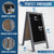 A Frame Chalkboard with Chalk Markers by HBCY Creations: 40x20 Solid Wood A-Frame Sign Gray Double-Sided Magentic Menu Board, Deluxe Set Includes 8 Chalk Markers, 10 Stencils, 2 Magnets