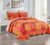 Grand Linen 3-Piece Full Size Quilt Set 90" X 88" All-Season Wave Edged Bedspread, Pillow Shams. Lightweight Soft Coverlet for Double Bed in Orange Red Colors and Patchwork Pattern