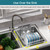 YZPGBT Large Dish Drying Rack in Sink Expandable, Adjustable 304 Stainless Steel Metal Dish Drainer Rack Organizer with Stainless Steel Utensil Holder Over Inside Sink Counter, Rustproof