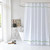 youngseahome White Shower Curtain with Oliver Green Border, Modern Chic Faux Linen Fabric Shower Curtains for Bathroom and Hotel,72 x 72 Inches
