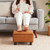 BAKSEA Small Foot Stool Under Desk Foot Stools Ottoman Footstool Foot Stools Small Footstools Foot Stool for Living Room Foot Rest 15" W x 12" D x 9.5" H Faux Leather Brown
