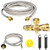 Extend a Stay RV Propane Kit, Propane Brass Tee 4 Port with 12 FT and 5 FT Stainless Steel Hoses for Motorhomes, Connecting Auxiliary Propane Bottles and Appliances