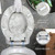 Angel Shield Marble Toilet Seat Durable Molded Wood with Quiet Close,Easy Clean，Quick-Release Hinges (Round,Gray Marble)