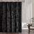 Fredsure Distressed Velvet Shower Curtain Set, 13 Pieces Black Including 1 Piece 72"x72" Shower Curtain and 12 Pieces Silver Hooks