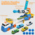 Dwi Dowellin Truck Toys Kids Toys, 28"Carrie Truck Race Track Car Toys Include 4 Race Cars+6 Soft Balls, Light&Sound, Eejection&Shooting Transport Trucks Toy, Xmas Gifts for Toddlers 3+ Year Old-Blue