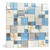 Blujellyfish Blue Sea Glass Tile Backsplash Beach Style Mosaic Tiles Real Seashell Inside (Pack of 5 Sheets)