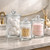 KMWARES 3PCs Set Small Mini Clear Glass Premium Quality Apothecary Jars/Bathroom Storage/Vanity Organizer Canisters for Cotton Balls/Swabs, Makeup Sponges, Bath Salts, Q-Tips (3Jar)