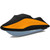 Tokept Trailerable Jet Ski Cover, 300D Heavy Duty Waterproof PWC Cover with Reflective Strip Vents, Fits Seadoo, Yamaha, GTX, Kawasaki, Honda, Polaris 1 Seater 96" to 102" L（Black&Orange）
