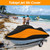 Tokept Trailerable Jet Ski Cover, 300D Heavy Duty Waterproof PWC Cover with Reflective Strip Vents, Fits Seadoo, Yamaha, GTX, Kawasaki, Honda, Polaris 1 Seater 96" to 102" L（Black&Orange）