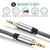 Tan QY 3.5mm Nylon Braided Aux Cable 3Ft, Audio Auxiliary Input Adapter Male to Male Cord for Headphones, Car, Home Stereos, Speaker, iPhone, iPad, iPod & More (3Ft/1M, Silver)