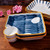 Cerficer Japanese Sushi Plates Square Dumpling and Plates Dessert Plates with Vinegar Dish Serving Trays Set of 2 for parties Microwave and Dishwasher Safe, Blue and White