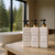 Shampoo and Conditioner Dispenser - Modern Gold Design Large 27oz Shower Soap Dispenser Set of 3, Refillable Empty Plastic Pump Bottles for Bathroom, 6 Waterproof Labels Included, Black
