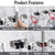 2 Pack Mop and Broom Holder Wall Mount, 5 Racks and 4 Hooks Broom Organizer Storage Tool Racks Stainless Steel Heavy Duty Hooks Self Adhesive Solid Non-slip for Home Kitchen Garden Laundry Garage