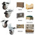 2 Inches Side Mount Caster Wheels Set of 16 L-Shaped Rubber Locking Swivel Casters Heavy-Duty Double Plate Castor with Brake Industrial Metal Wheels for Workbench, Furniture, Cabinet, Woodbox